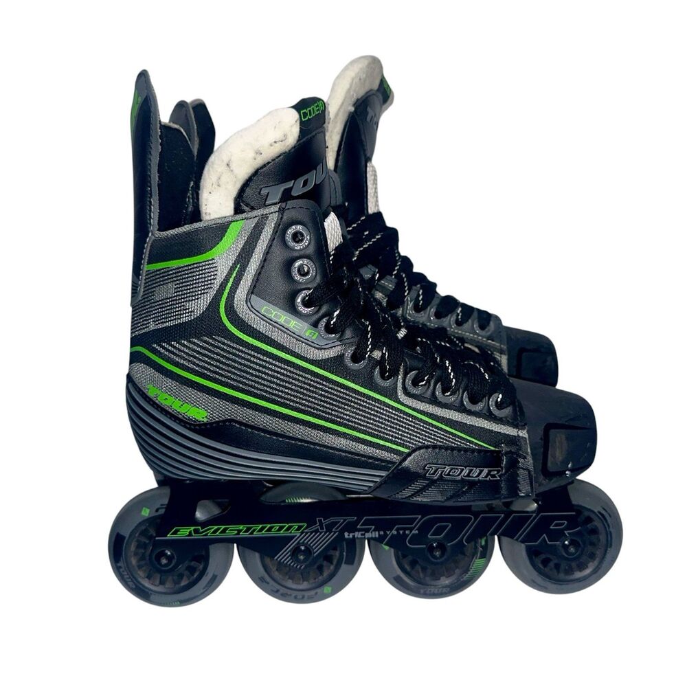 TOUR Code 9 Eviction XT Black Green Inline Roller Skates Blades Mens 7